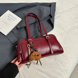 LEFTSIDE Design Small PU Leather Shoulder Bag Lady Handbags and Purses Women 2024 Y2K Korean Fashion Solid Color Tote Bag