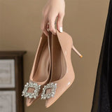 Woman Pumps on Heeled Wedding Bride Shoe Rhinestone Pointed Toe with Crystals Shoes for Women Diamond High Heels Casual Offer 39