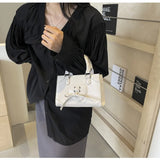 Sweet Womens Handbag Small Cute Bow Vintage Red Fashion Elegant Aesthetic Shoulder Bag Solid Color Y2k Female Crossbody Bag