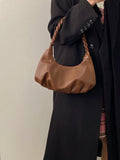 Vintage Folded Women's Small Shoulder Bags Simple Solid Color Fashion Underarm Bag Casual Pu Leather Female Handbags Tote Purse