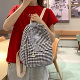 Small Plaid Girl College School Bag Casual New Simple Women Backpack Striped Book Packbags for Teenage Travel Rucksack