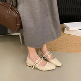 Square Toe Casual Woman Shoe Shallow Mouth Autumn Female Footwear Low Heels Elegant Summer Fall New Dress Leisure Mary Janes PU