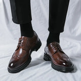 Brown Handmade Dress Shoes Leather Men Oxford Shoes Black Man Formal Classic Brogue Business Shoes Chaussure Homme