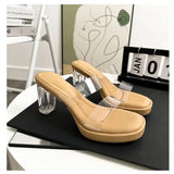 Soft Slides Clear Shoes for Women Transparent Sandals Summer Heeled Outside Woman Slippers Pvc Eva Designer Original Casual