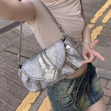 Y2k Leopard Shoulder Bag Women Vintage Korean Fashion 2024 Trend Crossbody Bags Harajuku Streetwear Aesthetic Youth Bag