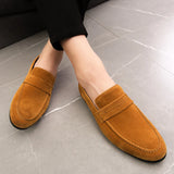 Men Dress Shoes Loafers Suede Pointed Toe Low Heel Fashion Business Casual Breathable Wedding Daily Dress Shoes Zapatos Hombre