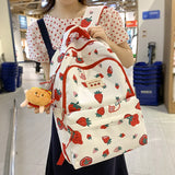 New Kawaii Strawberry Women Backpack Female Waterproof Nylon Casual Travel Bag Large Capacity Scoolbag for Teenage Girl