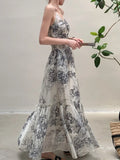 Fashion New Women Summer Spaghetti Strap Floral Dress Sleeveless Vintage Casual A-Line Party Birthday Long Dresses Female Robe