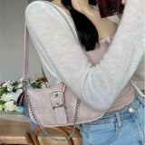 Women's Shoulder Bags Vintage Solid Color Underarm Bag Chain Designer Crossbody Bags Girls Handbags and Purse Сумка у2к