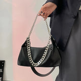 High Quality Cool Girls Hobos Underarm Bags All Match Black Shoulder Bags for Women Female Simple Chain Crossbody Bag Handbags