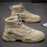 Men's Sneakers Autumn Waterproof Boots Workwear Shoes Thick Soled Plush Cold Resistant Lace Up Anti Slip Cotton Shoes