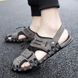 Handmade Fashion Men Sandals Solid Outdoor Beach Shoes Male Summer Comfort Lightweight Breathable Non-slip Man Casual Sandals