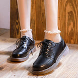 New Women Oxfords Women's Shoes Ladies Leather Female Round Toe Sewing Retro Comfortable Footwear Lolita Shoe Brown 40