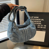 Hot Selling Casual Sewing Thread Zipper Denim Women's Crossbody Bag Fashionable and Versatile Large Capacity Shoulder Bag