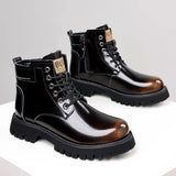 Men's Leather Boots Winter Thick Bottomed Work Boots British Style High Top Shoes Men's Retro Business Boots