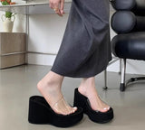 Summer Chunky Woman Slippers Fashion PVC Transparent Platform Wedges Heel Slides Ladies Casual Outdoor Beach Shoes