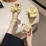 Large Solid Color Open-toe Sandals Women Summer New One-line Buckle Fashion Temperament Bow Knot Comfortable Women's Shoes