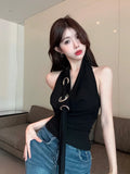 Loose Casual All-match Simple Black Sexy Hot Confident Summer Travel Cool Soft Breathable Women's Halter Vest