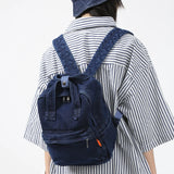 Casual denim student bag  Portable multi-functional travel backpack  Light blue fashionable denim backpack