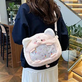 Funny Pig Backpacks Women 2025 Cartoon Embroidered Fluffy Crossbody Shoulder Ita Bags Y2K Subculture Designer Bolso Mujer