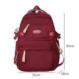 New Nylon Multiple Pockets Women Backpack Female Solid Color Large Capacity Travel Bag High School Students Schoolbag