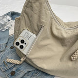 New Casual Versatile Slant Cross College Student Fashion Commuter ShoulderBag Large Capacity Canvas Solid Color Women's Bag