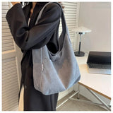 Canvas Shoulder Women's Tote Bag Corduroy Simple Casual Large Capacity Handbags For Women Travel Solid Shopper Bag