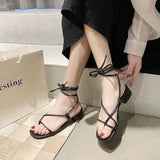 Strappy Elegant Flat Sandals for Women Roman Summer New Fashion Flat-heeled Shoes Sandal Comfortable Beach Without Heel Hot