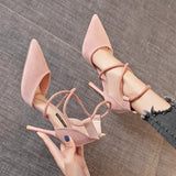 Sandal Small Heel Sexy Sandals Elegant Woman Heeled Shoes Fashion Chic Point Hot Black Pink Stiletto High Heels For Women