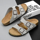 Summer New Genuine Leather Frosted Thick Sole Fashion Casual Trend Anti slip Couple External Wear Slippers and Sandals