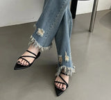 Summer Gladiator Women Slippers Fashion Elegant Narrow Band Slides Shoes Ladies Casual Low Heel Beach Sandalias