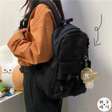 Women Backpacks Design Multi-pockets Letter Embroidery Casual Tote High Street Harajuku Large Capacity Backpack Teens Travel Bag