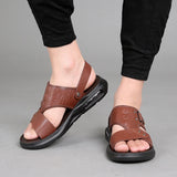 Cow Leather Summer For Men Sandals High Quality Genuine Leather Men Slip-on Beach Men Slippers Soft Male Sandals Wear-resistant