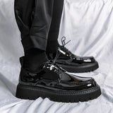 Platform Shoes Oxford Shoes Man Thick-soled Wedding Shoes Formal Business Shoes Patent Leather Lace-up Heightening Casual Shoes