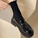 Platform Ladies Pumps Moccasins Kawaii Loafers Women's Shoes Cute Black on Offer Korean Style Comfortable and Elegant