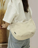 Nylon Crescent Crossbody Bag for Women Sling Casual Dumpling Bag with Mini Pocket Simple Hobo Bag