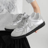New Silver Training Shoes Lace Women's Sneakers Shoes Woman Trend Casual Sneakers Flat Shoes Women Luxury Shoes