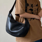 Vintage Design Women's Shoulder Bags Solid Color College Girls Messenger Bag Pu Leather High Capacity Female Tote Purse Handbags