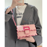 Pink Small Square Messenger Bag for Women Fashion Ladies Flap Handbags Pu Leather Shoulder Crossbody Bags Female Cute Purse