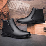 Hot Selling Men's Genuine Leather Boots Europe America Simple Ankle Boots New Winter Men's Business Boots Warm Plush Style