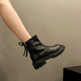 New Women Ankle Boots Fashion Female Square Heel Low-Heel Shoes Lady Boots Leather Woman Low-heel Keep Warm Ankle Boots