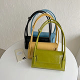 French Avocado Green Shoulder Bags for Women PU Leather Handbags Underarm Women's Envelope Bag Trend Female Even Design Bag