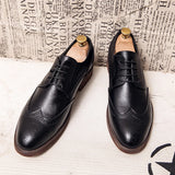 Hot Selling Men's Formal Shoes Spring Autumn Lace Up Brogue Shoes Men's Leather Casual Shoes Massage Soles Free Delivery