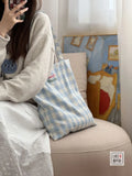 Korean Plaid Embroidered Letter Bow Sweet One Shoulder Bag Causal Versatile Student Tote Bags