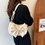 New Design Women's Bag Trend Fashion Bow Pleated Underarm Shoulder Bag Individuality Summer Chains Beading Handbag