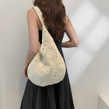 Hollow Out Straw Woven Shoulder Bags Large Capacity Casual Versatile Unique Design Handbags for Women Fashion New Tote