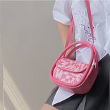 Sweet Pink Women's Small Shoulder Bags Cute Plaid Girly Tote Purse Handbags Fashion PU Leather Female Top Handle Crossbody Bag