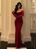 Sexy Velvet Bodycon Wedding Party Dresses Women Elegant Hollow Out Formal Occasion Evening Prom Robe Summer Long Vestidos