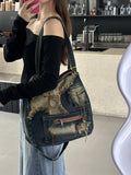 Vintage Womens Shoulder Bag Washed Denim Large Capacity Messenger Bag Hot Girls New Fashion Designer Handbag big totes