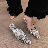 Sexy Bling Women Slippers Mules Shoes Dress Party Summer Sandals Fashion 2024 New Flip Flops Casual Walking Mujer Zapatos Slides